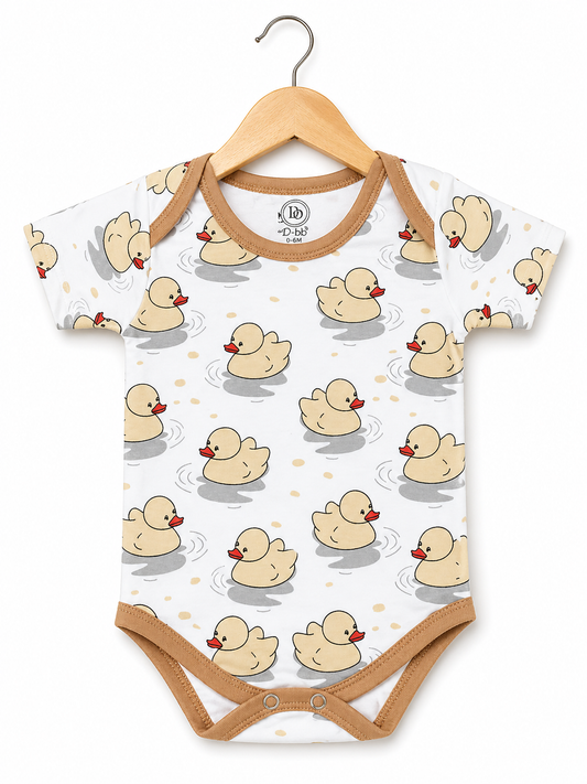 Mini Duck Bodysuit – Ivory & Caramel