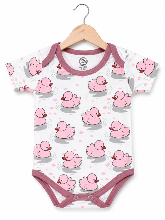Mini Duck  Bodysuit – Pink & Ivory