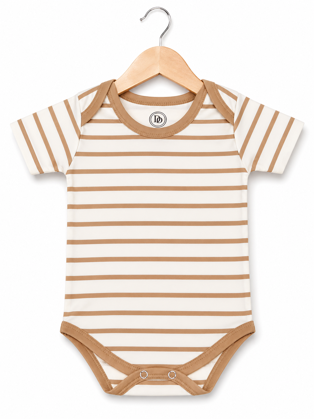 Minimal Stripe Bodysuit – Ivory & Caramel