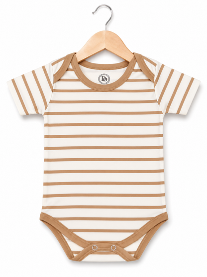 Minimal Stripe Bodysuit – Ivory & Caramel