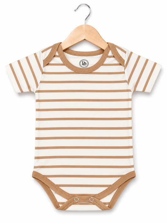 Minimal Stripe Bodysuit – Ivory & Caramel
