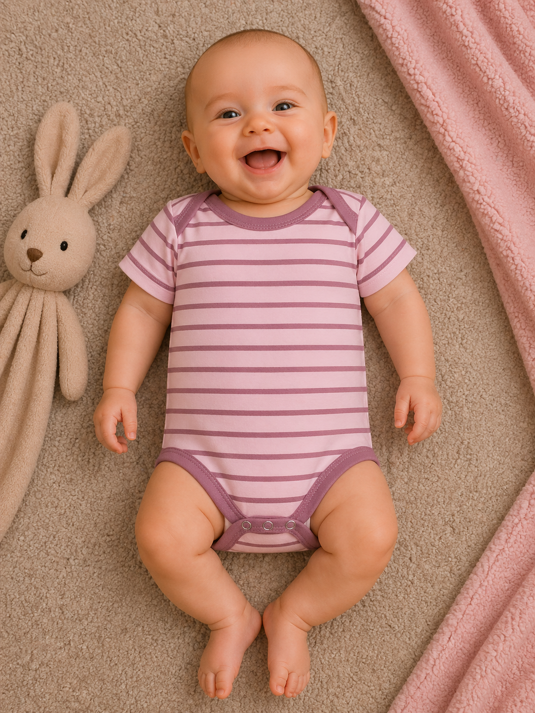 Minimal Stripe Bodysuit – Blush Pink