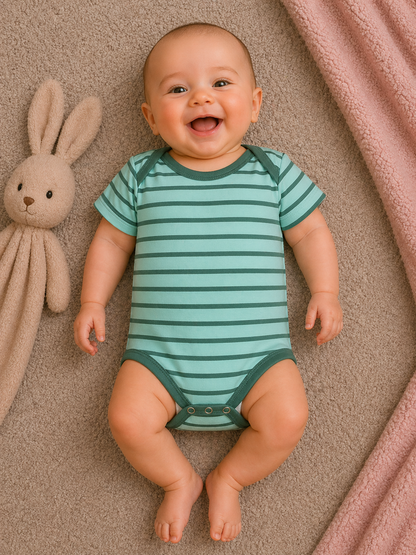 Minimal Stripe Bodysuit – Mint Green