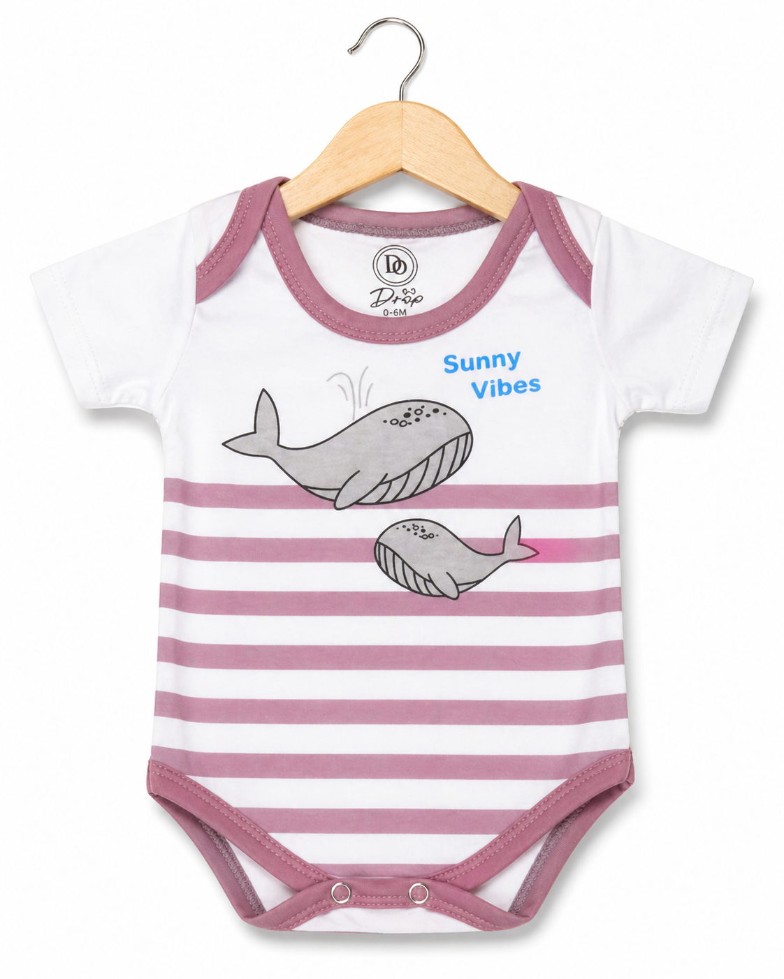 Sunny Whale Bodysuit – White & Pink