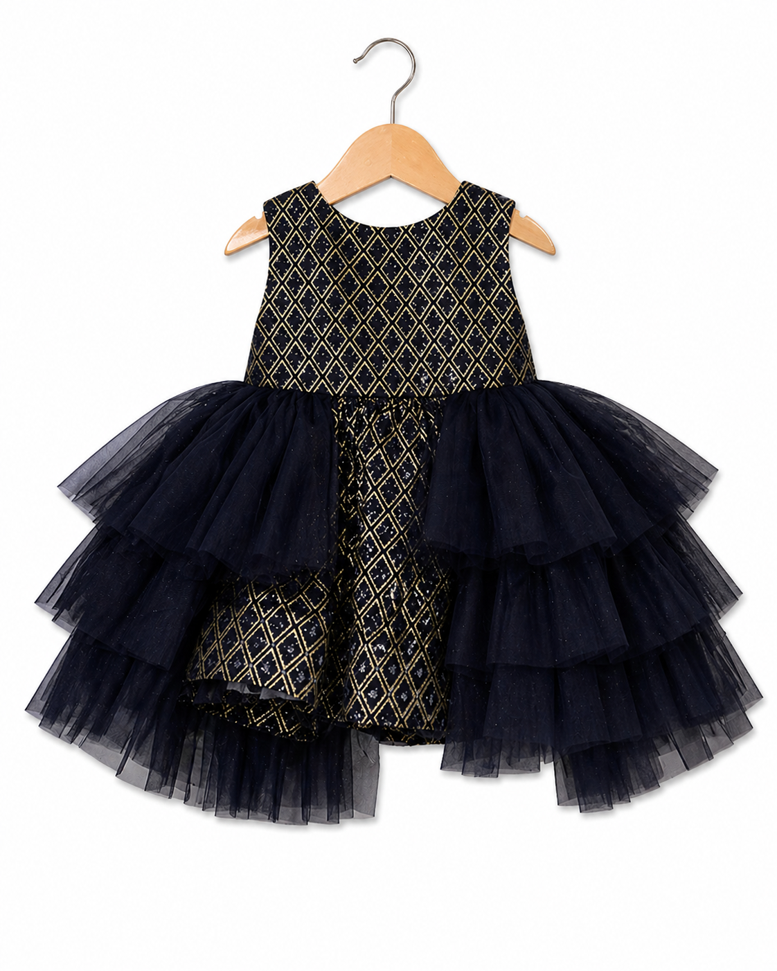 Infant Girls Net Fancy Frock -Black