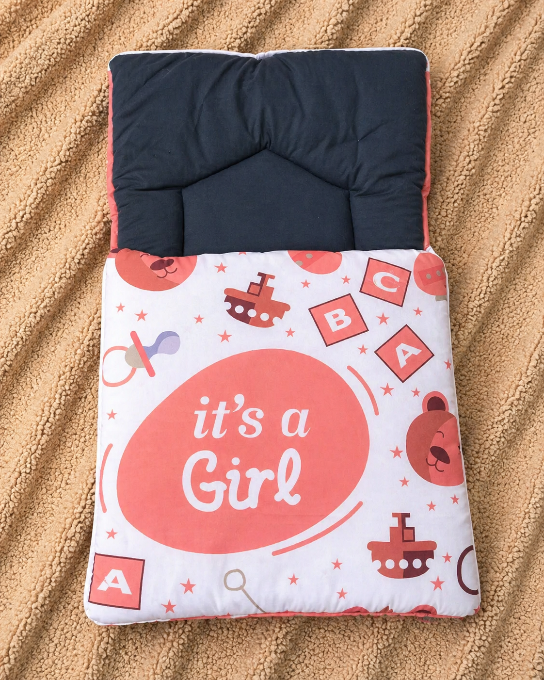 Darling Baby Girl Sleeping Bag – Coral Pink & Midnight Blue