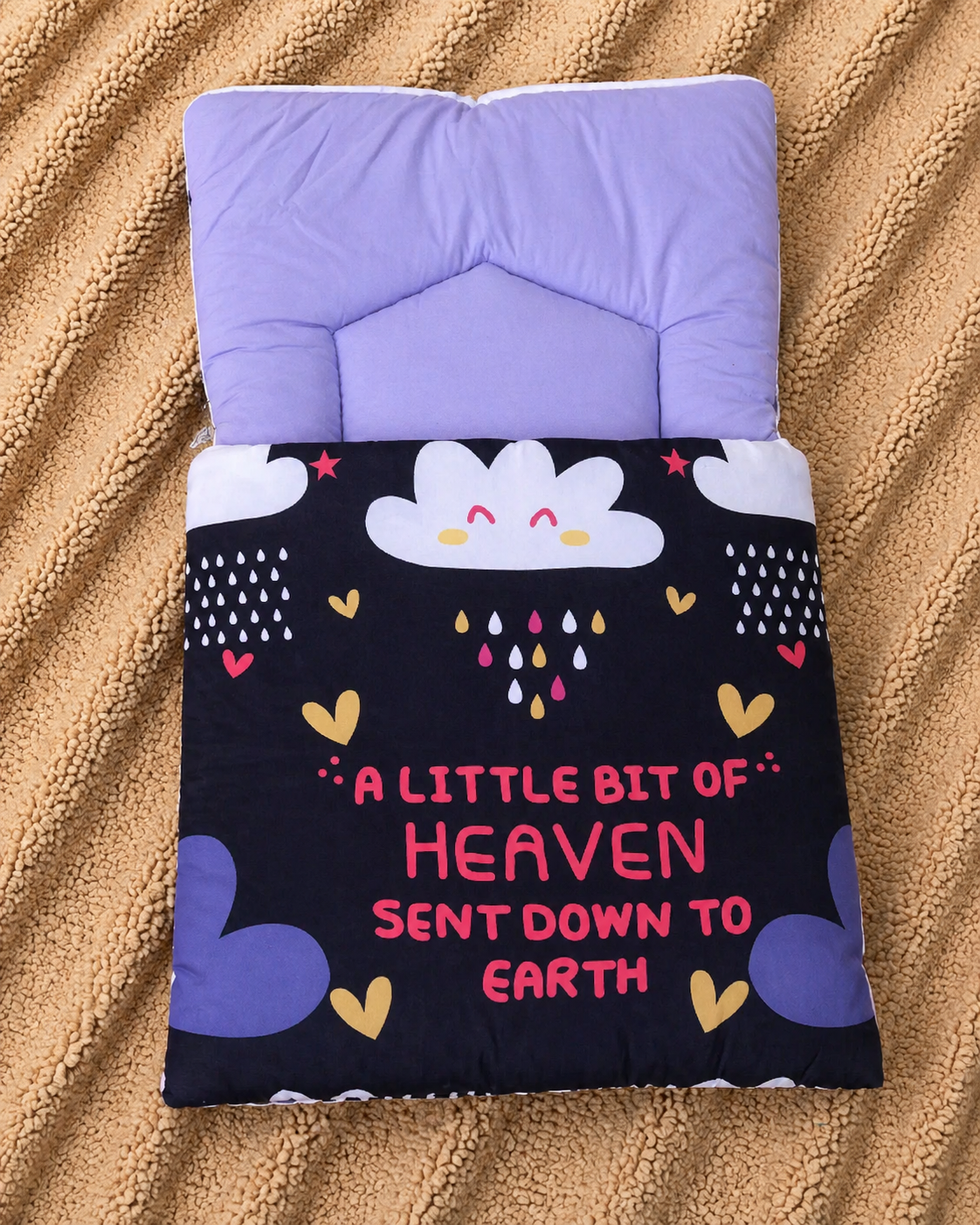 Heaven Bliss Baby Sleeping Bag – Black & Lavender
