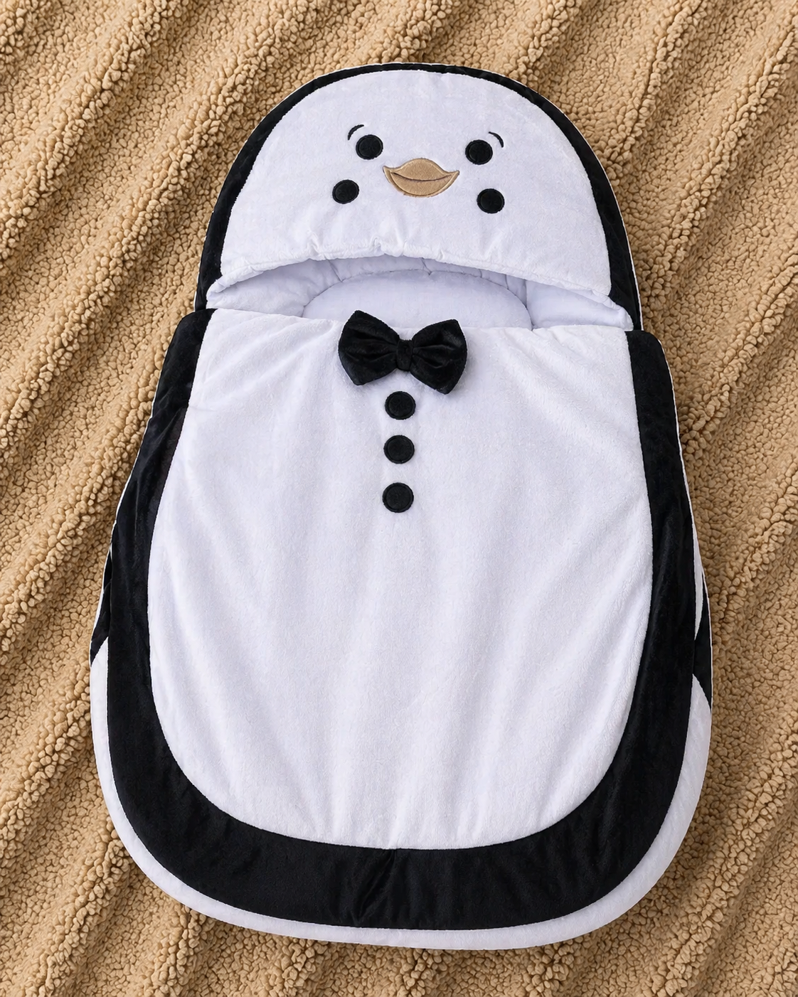Classic Penguin Baby Sleeping Bag – Black & White