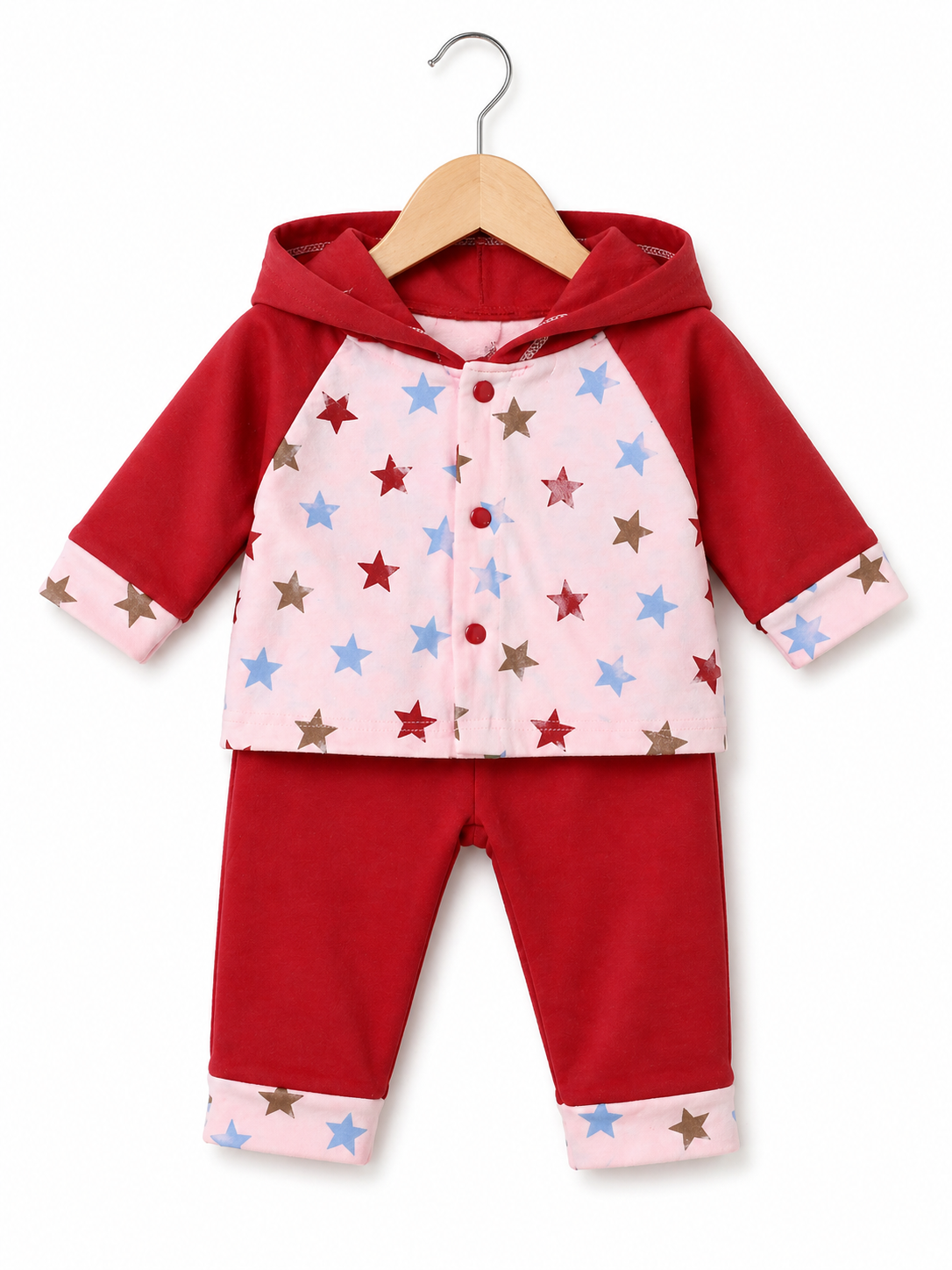 Mini Star Hoodie Luxe Set-Classic Red