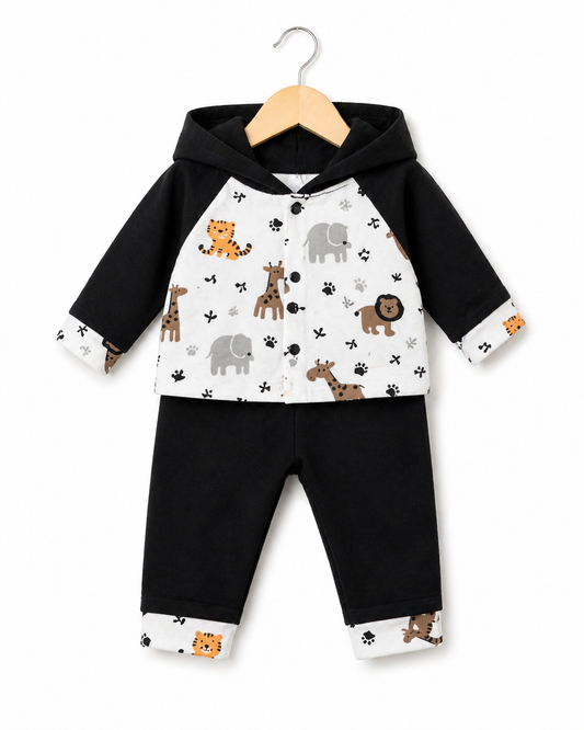 Baby Safari Print 2-Piece Hooded Set