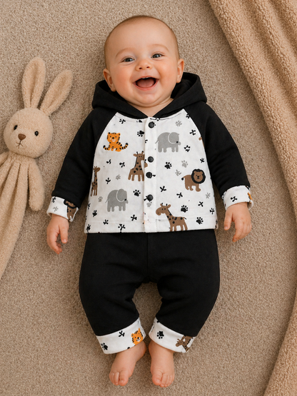 Baby Safari Print 2-Piece Hooded Set