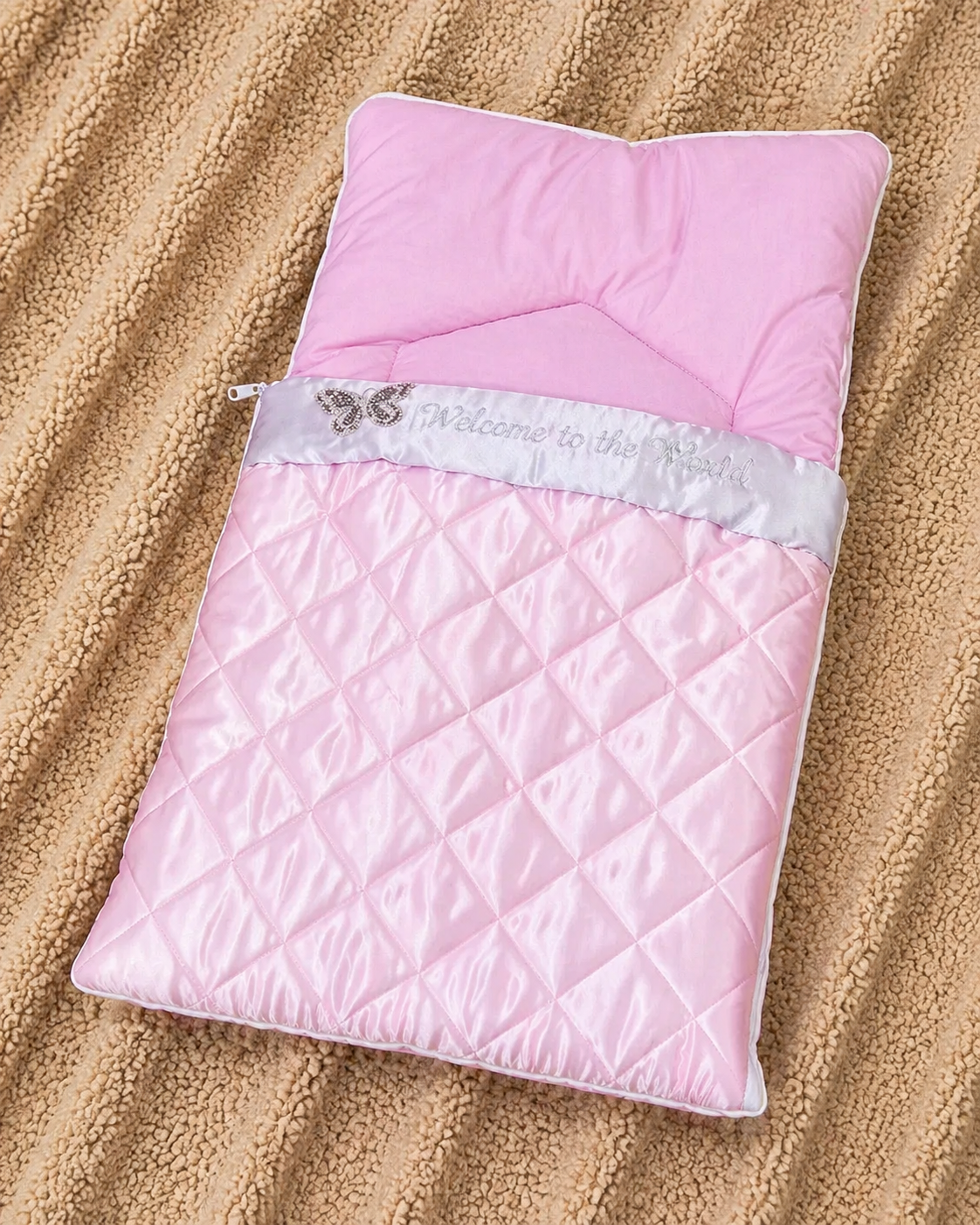 Princess Welcome Baby Sleeping Bag – Blush Pink & Silver