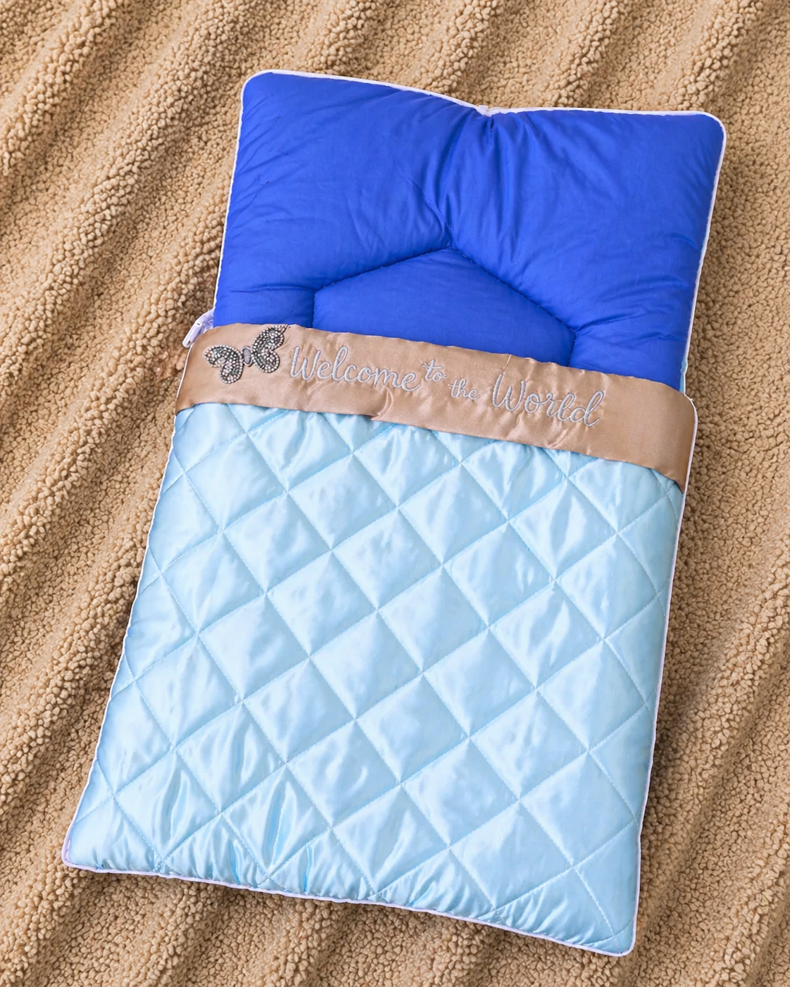 Royal Welcome Baby Sleeping Bag – Royal Blue & Sky Blue