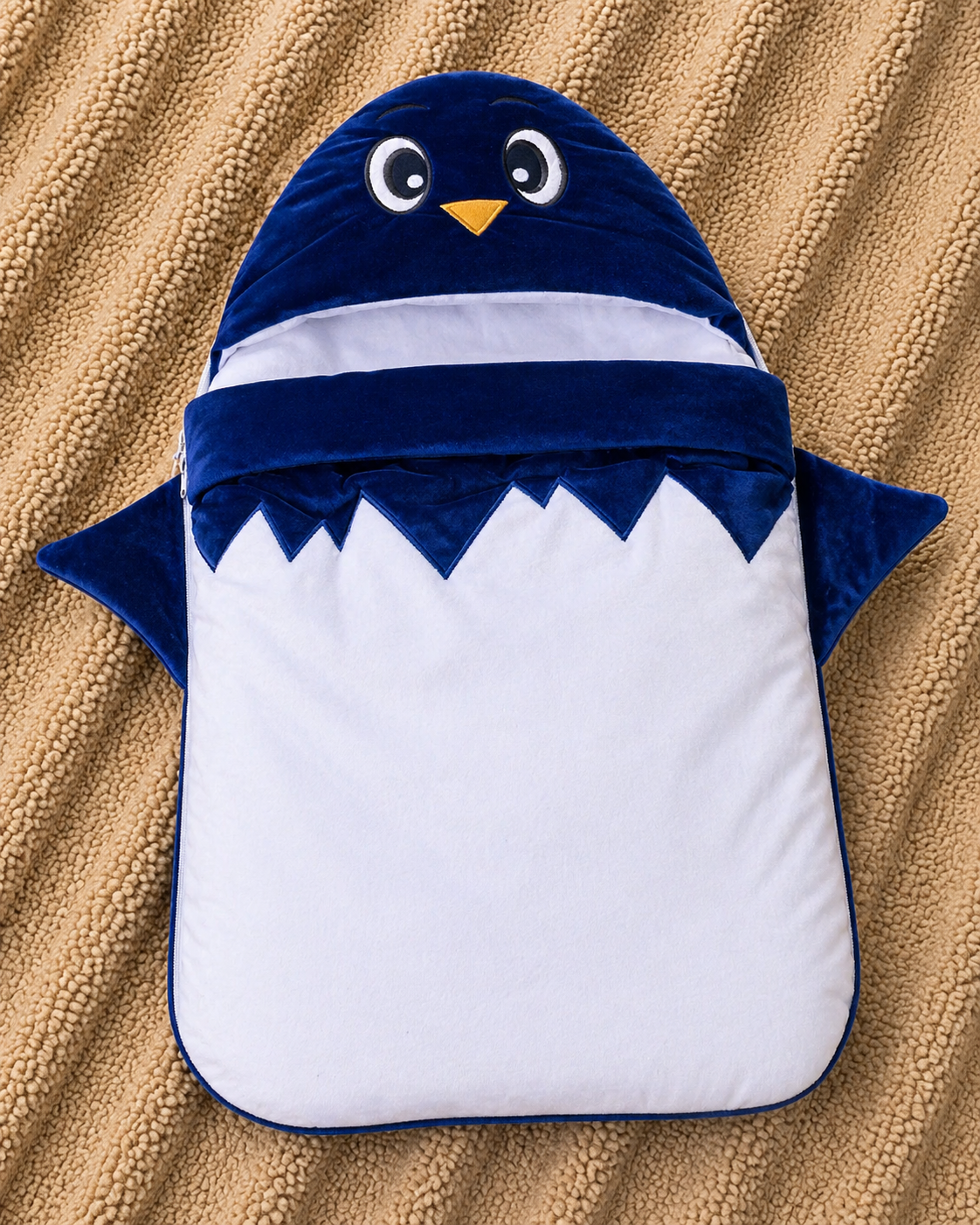 Royal Penguin Baby Sleeping Bag – Navy Blue & White
