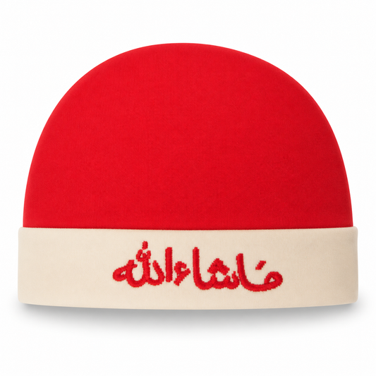 Mashallah Embroidered Red Baby Cap