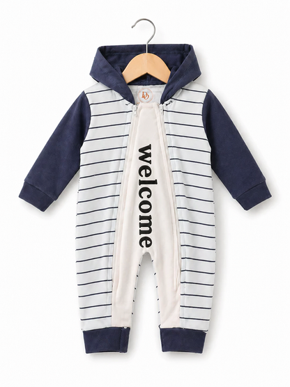 Mini Cozy Zip Hoodie Romper – Black Ivory