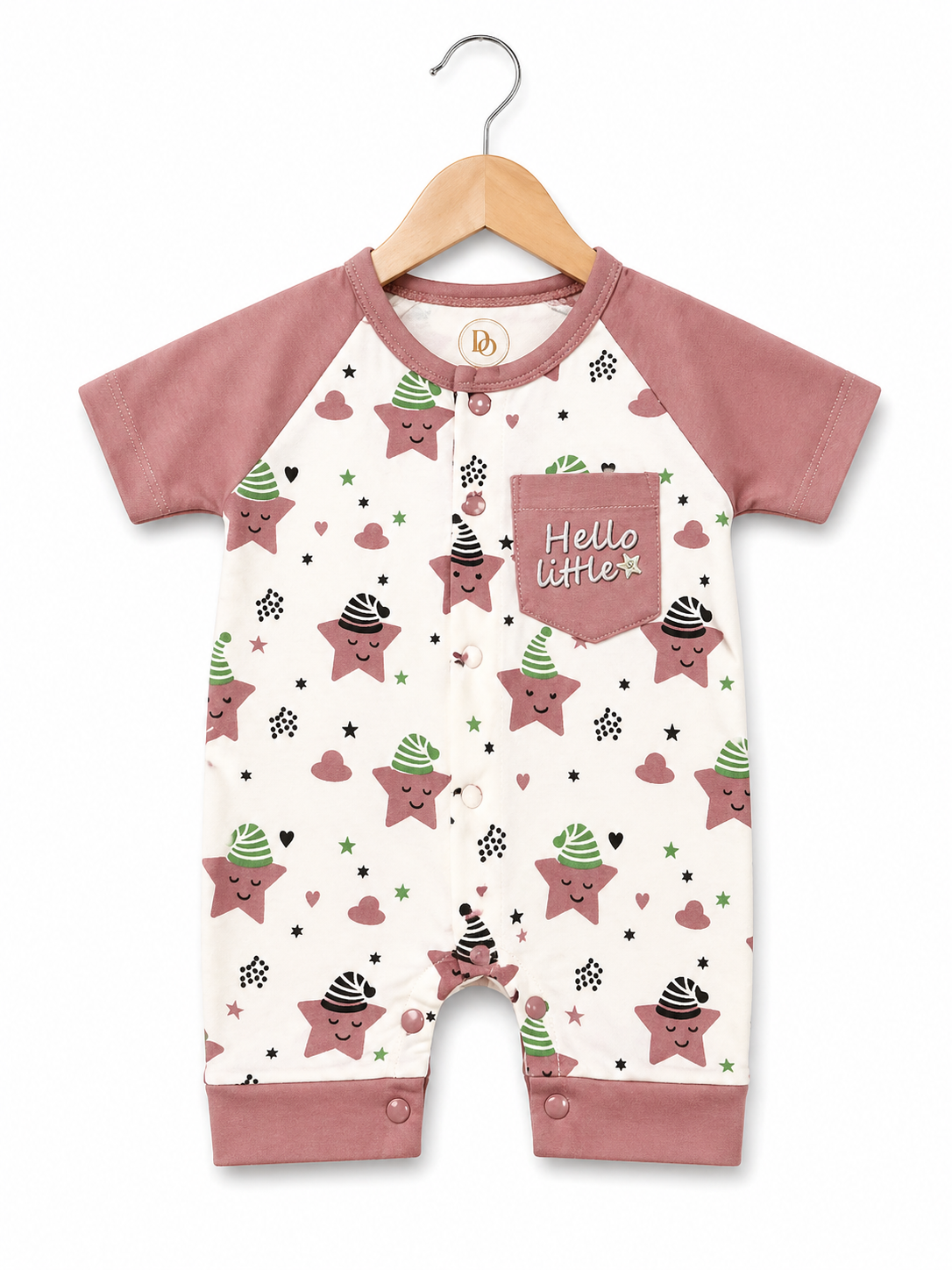 Twinkle Star Romper –  Pink & Ivory