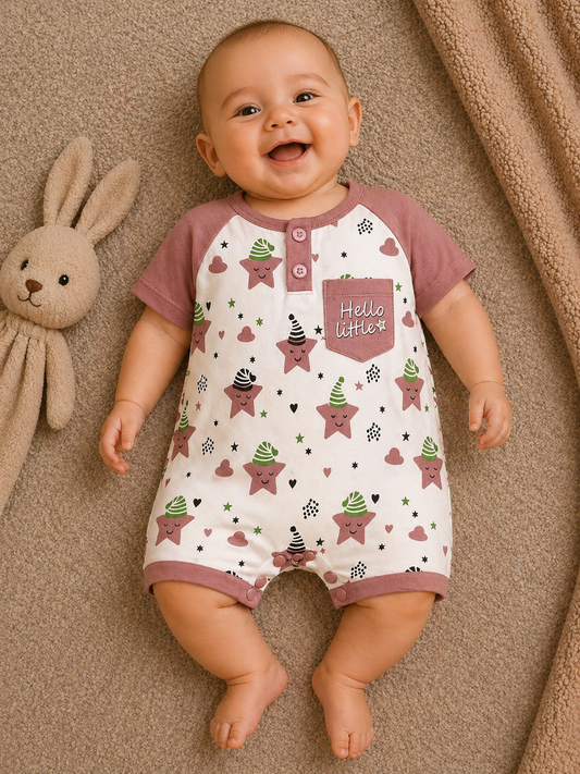 Twinkle Star Romper –  Pink & Ivory