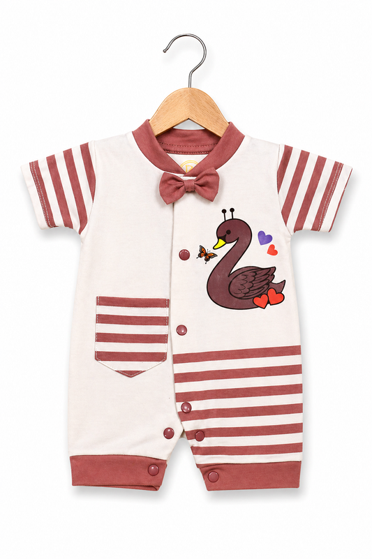 Little Swan Romper – Cream & Rose Pink