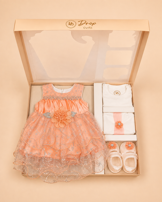 Peach Sparkle Princess 5-Piece Baby Girl Gift Set
