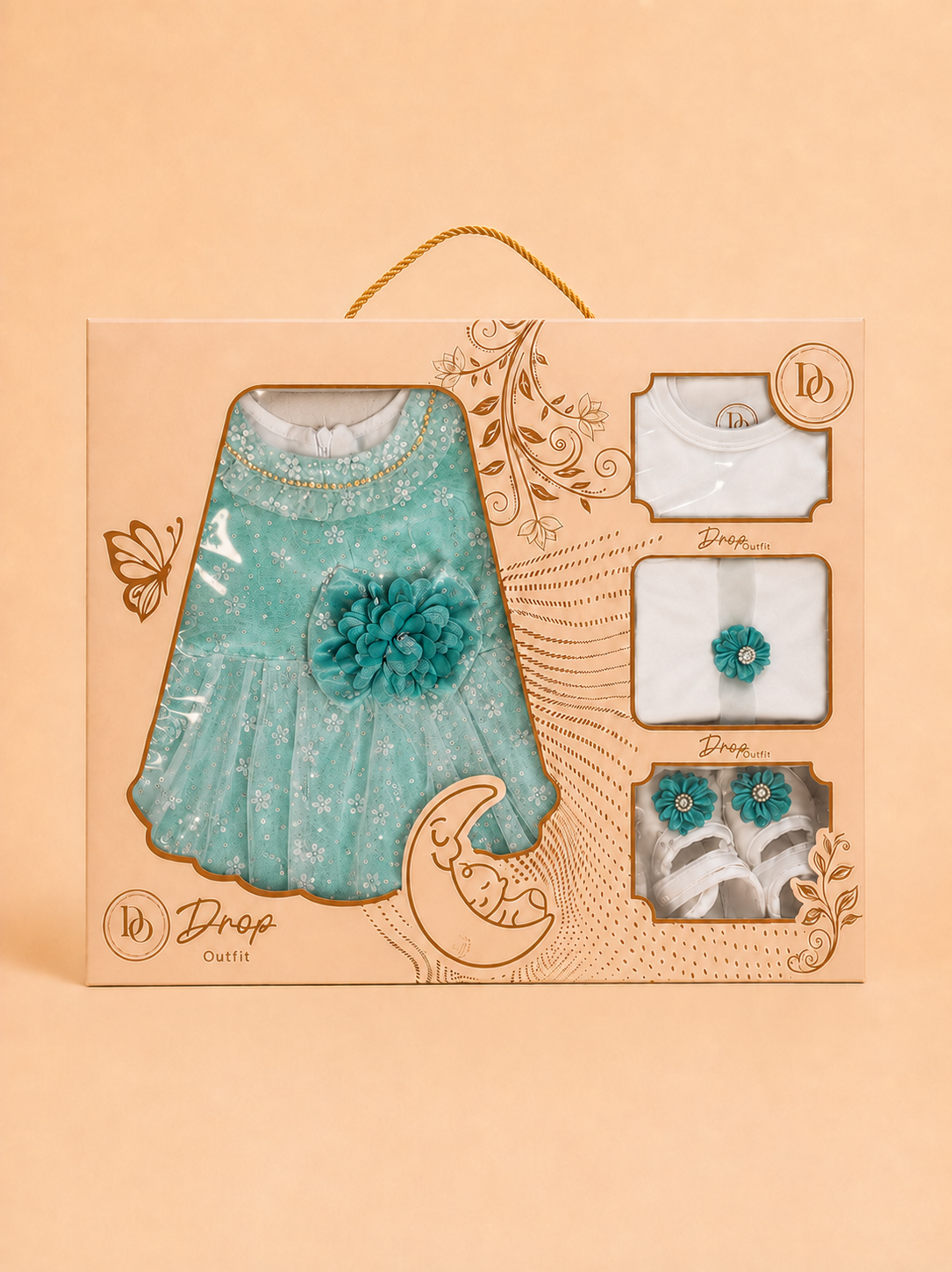 Emerald Teal Sparkle 5-Piece Baby Girl Gift Set