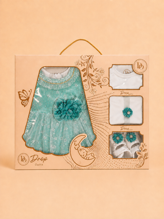 Emerald Teal Sparkle 5-Piece Baby Girl Gift Set