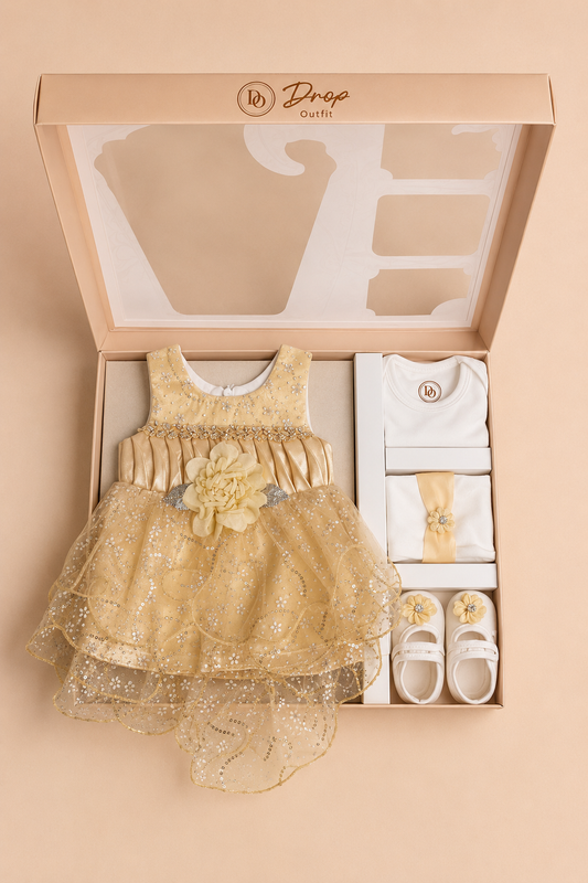 Golden Sparkle Princess 5-Piece Baby Girl Gift Set