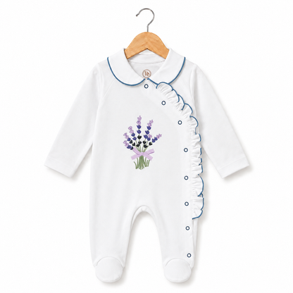 Lavender Ruffle Footed Romper
