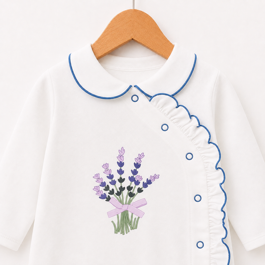 Lavender Ruffle Footed Romper