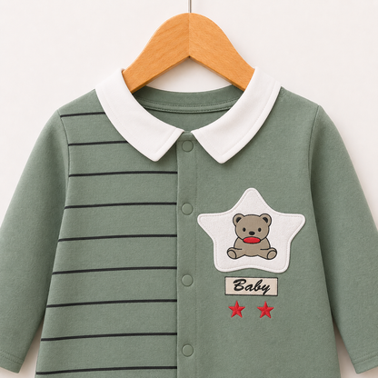 Sage Bear Patch Romper
