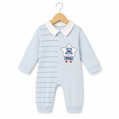 Blue Bear Patch Romper