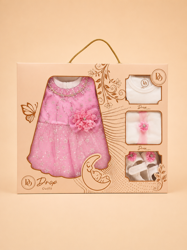 Pink Floral Sparkle 5-Piece Baby Girl Gift Se