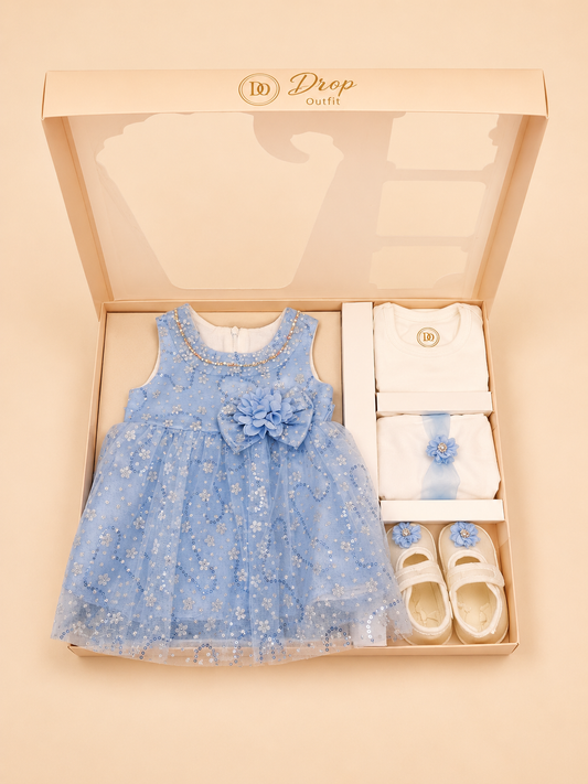 Sky Blue Sparkle 5-Piece Baby Girl Gift Set