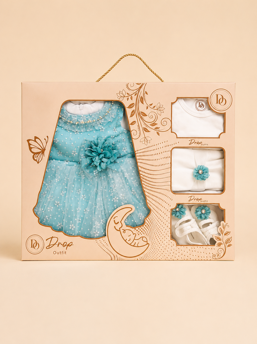 Aqua Blossom 5-Piece Baby Girl Gift Set