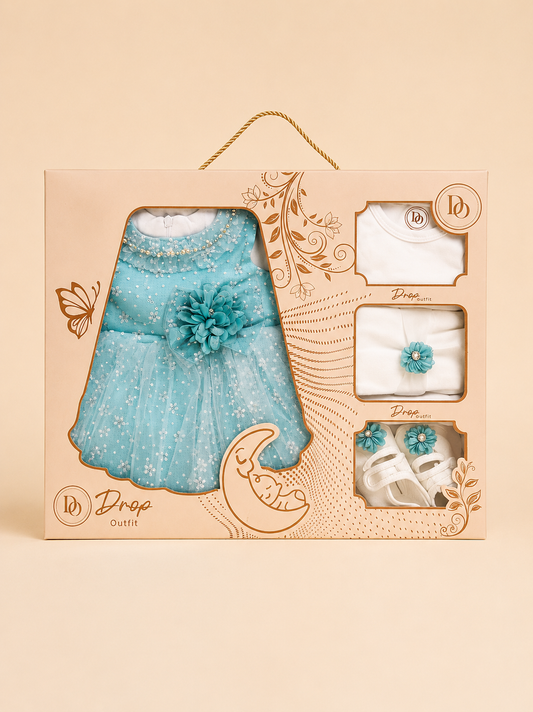 Aqua Blossom 5-Piece Baby Girl Gift Set
