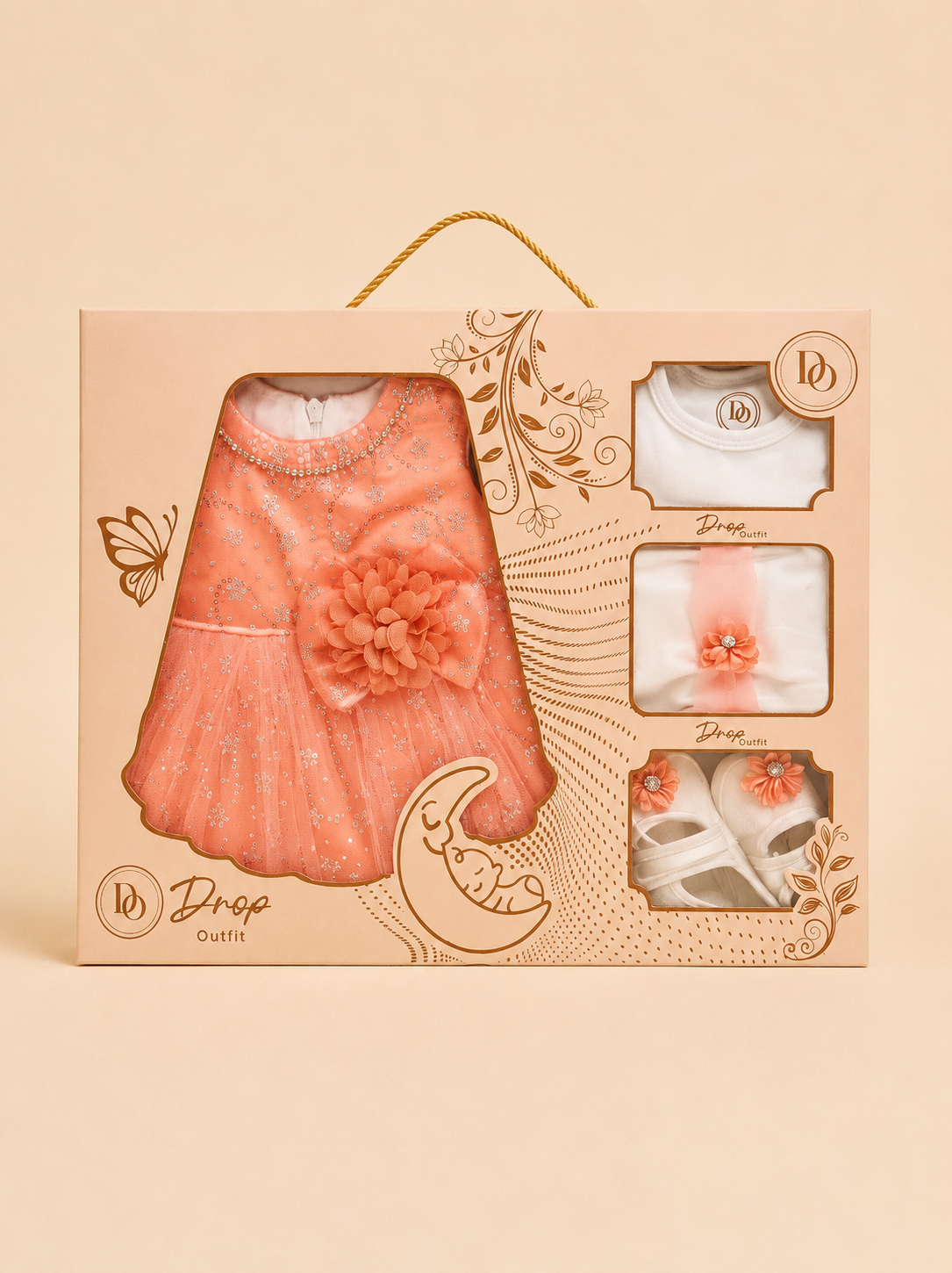 Peach Sparkle 5-Piece Baby Girl Gift Set