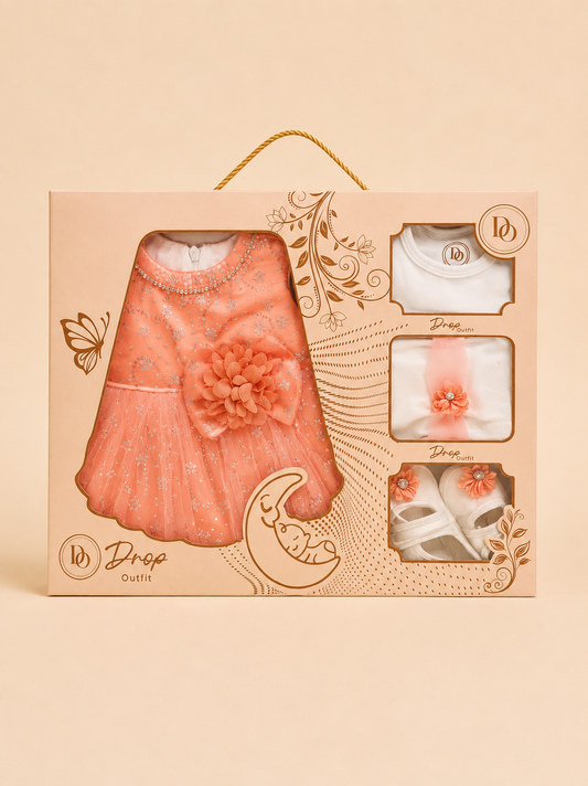 Peach Sparkle 5-Piece Baby Girl Gift Set