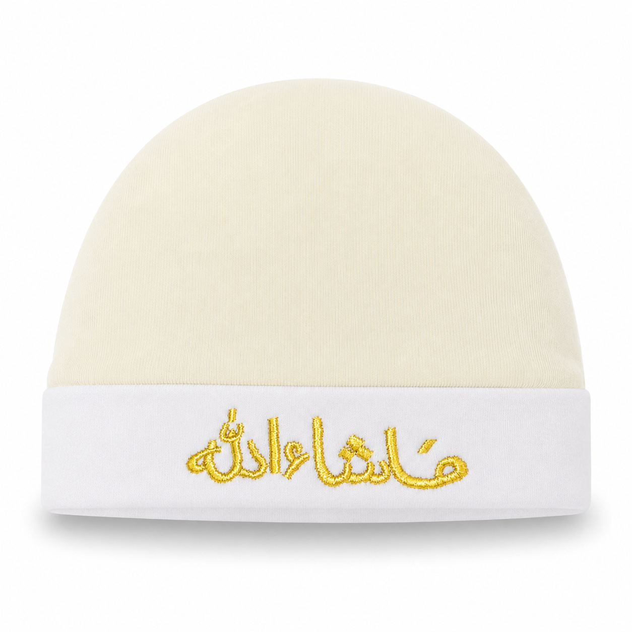 Cream Mashallah Embroidered Baby Cap