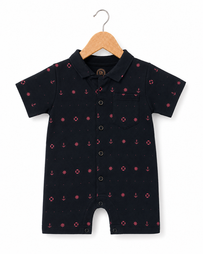 Nautical Print Baby Romper