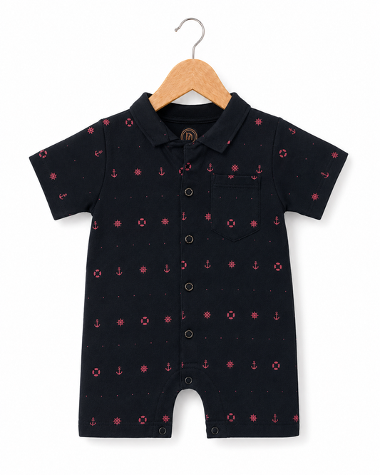 Nautical Print Baby Boy Romper