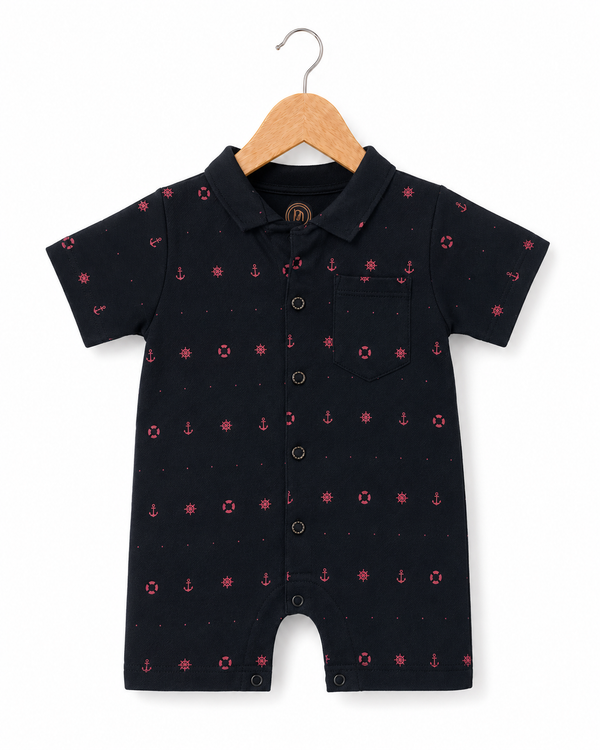Nautical Print Baby Boy Romper