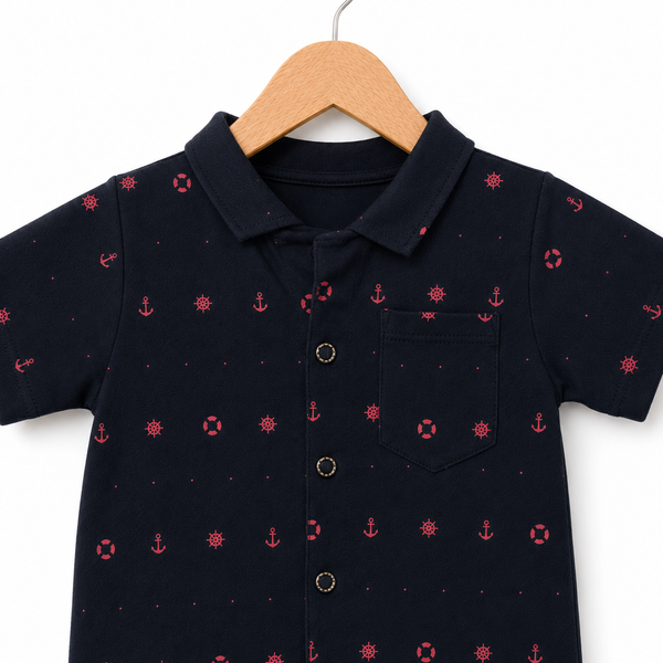 Nautical Print Baby Boy Romper