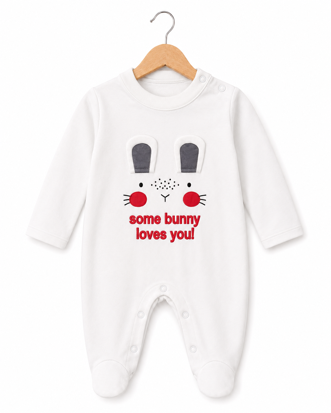 Bunny Appliqué Baby Footed Romper