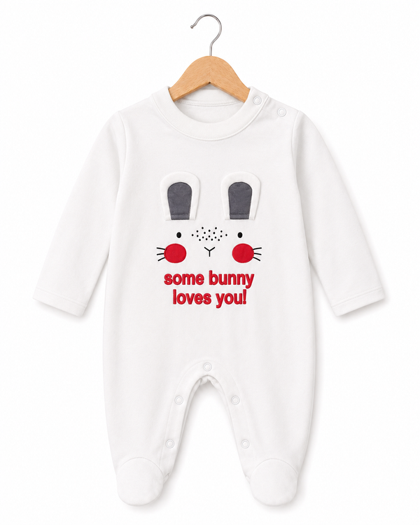 Bunny Appliqué Baby Footed Romper