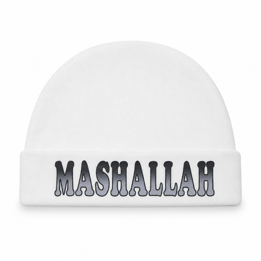 Black Mashallah White Baby Cap