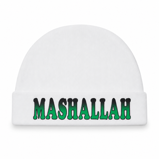 Green Mashallah White Baby Cap