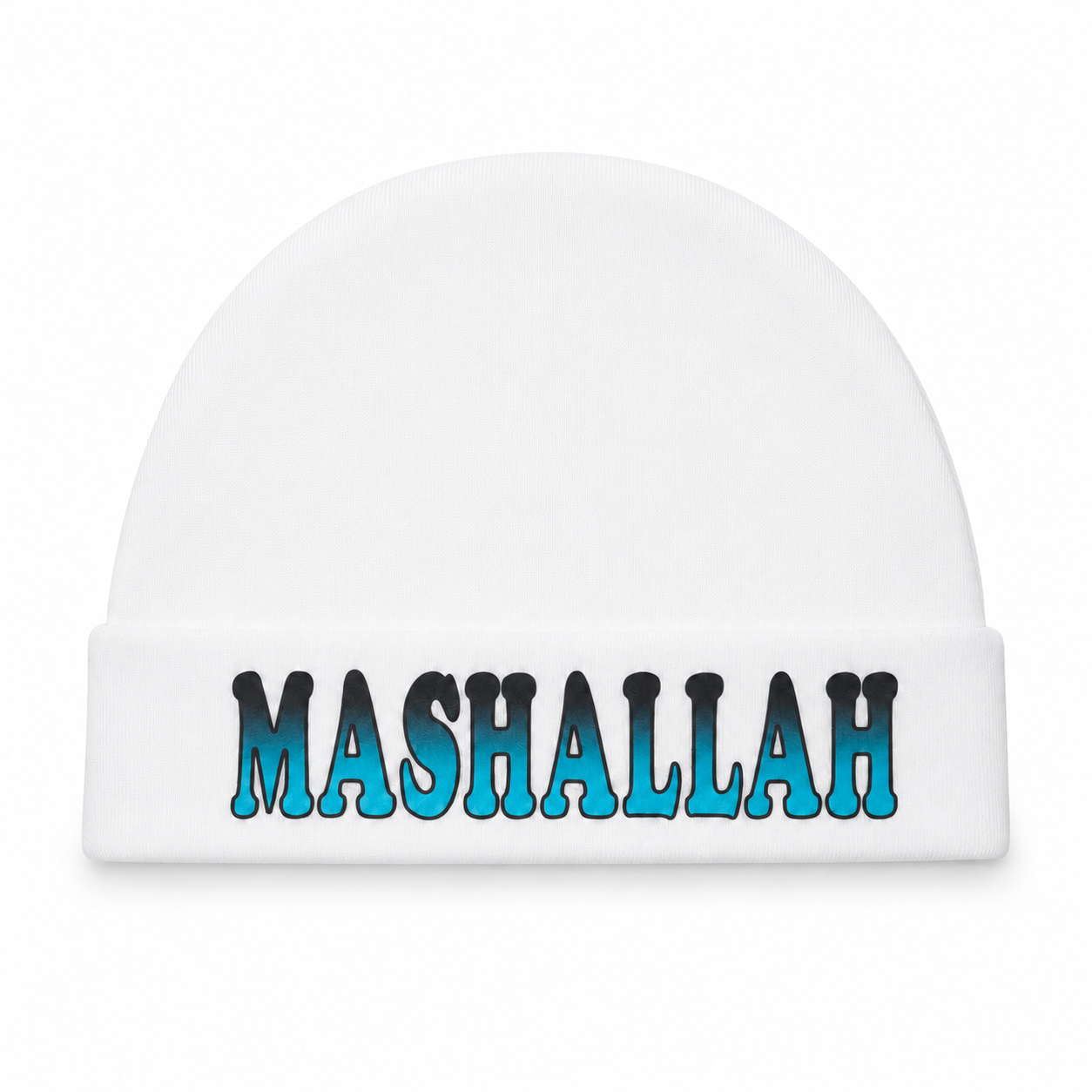 Blue Mashallah White Baby Cap