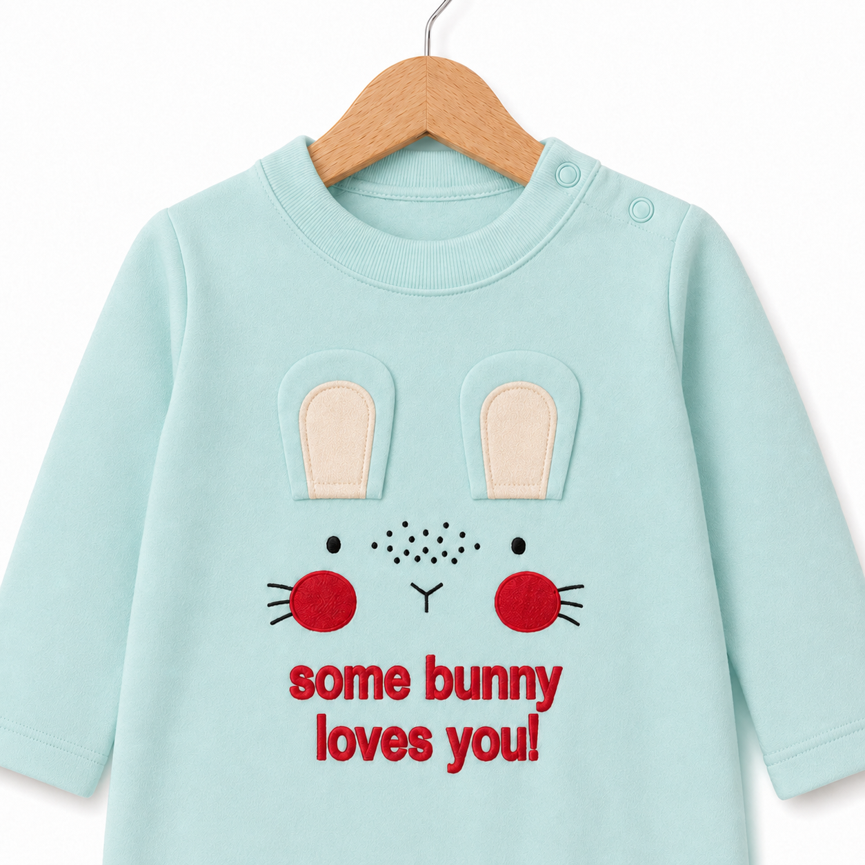 Mint Bunny Baby Footed Romper