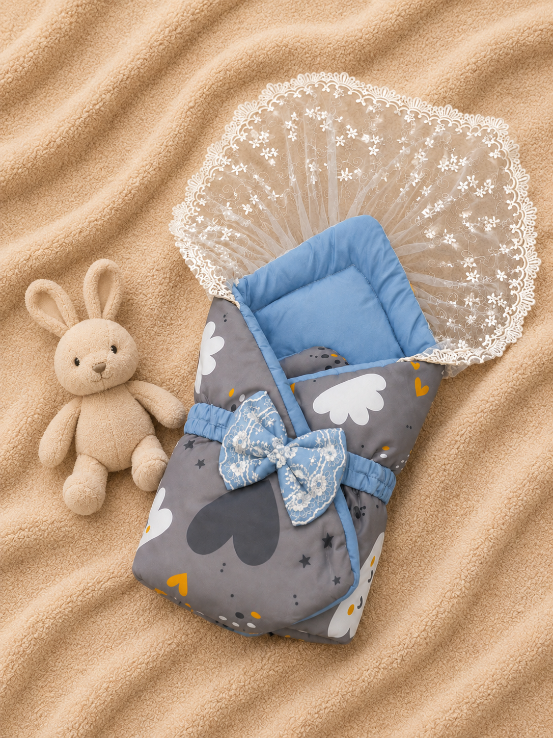 Purely Precious Baby Carry Nest - Cozy & Comfortable grey and blue