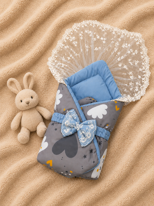 Purely Precious Baby Carry Nest - Cozy & Comfortable grey and blue